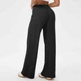 thumbnail image 4 of hoksml Women's Waffle Knit Wide Leg Pants, Pull-On Lounge Trousers with Elastic Waist and Side Pockets, 4 of 6