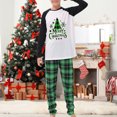 thumbnail image 4 of Traje de pantalón largo verde familiar cintura elástica estampado de árbol de Navidad traje diario a cuadros, 4 of 8