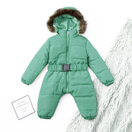 

TOWED22 Baby Fleece Jacket Toddler Baby Warm Cotton Winter Coats Fuzzy Plush Jacket Kids Winter Cute Ear Hooded Zipper Outerwear for Boys Girls Green