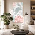 thumbnail image 2 of Canvas Wall Art, Teal Red Crab Coastal Framed Canvas Prints for Hallway Bedroom, Summer Coral Nautical Oversized Gallery Wrapped Wall Decor for Home Office, Gifts, 24"x48" Ship Next Day, 2 of 9