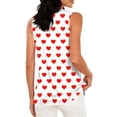 thumbnail image 4 of Craaazy Women's Loose Fit Heart Print Sleeveless Round Neck Pleated Blouse Elegant Casual Top, 4 of 6