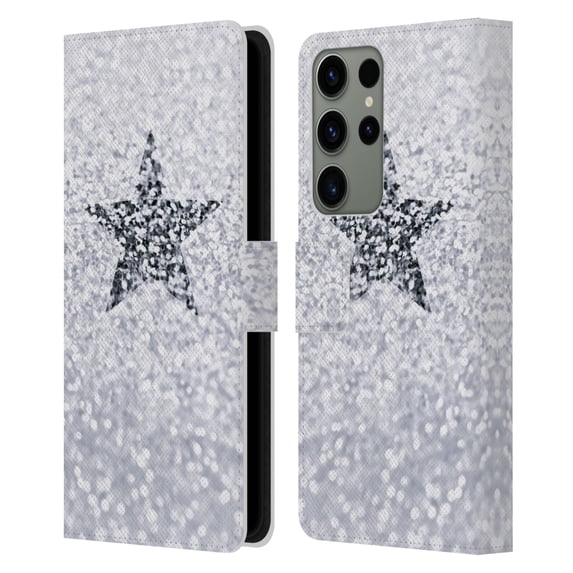 Head Case Designs Officially Licensed Monika Strigel Glitter Star Pastel Winter Snow Leather Book Wallet Case Cover Compatible with Samsung Galaxy S23 Ultra 5G