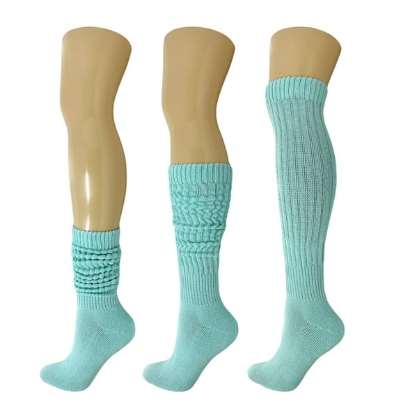 3 Pairs Slouch Socks Premium Cotton Scrunch Socks Shoe Size 5 to 10