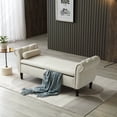 thumbnail image 3 of Holaki 63" Velvet Multi-functional Storage Rectangular Sofa Stool Buttons Tufted Nailhead Trimmed Solid Wood Legs with 1 Pillow, Beige, 3 of 10