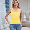 thumbnail image 4 of Camisetas Sin Mangas de Canalé para Mujer (2025), de Punto con Cuello Cuadrado, Básicas e Informales de Verano. Amarillo L, 4 of 8