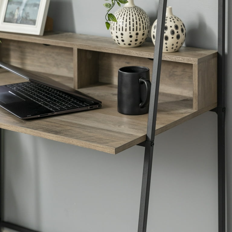 Walker Edison Modern Metal and Wood Ladder Computer Desk Grey Wash