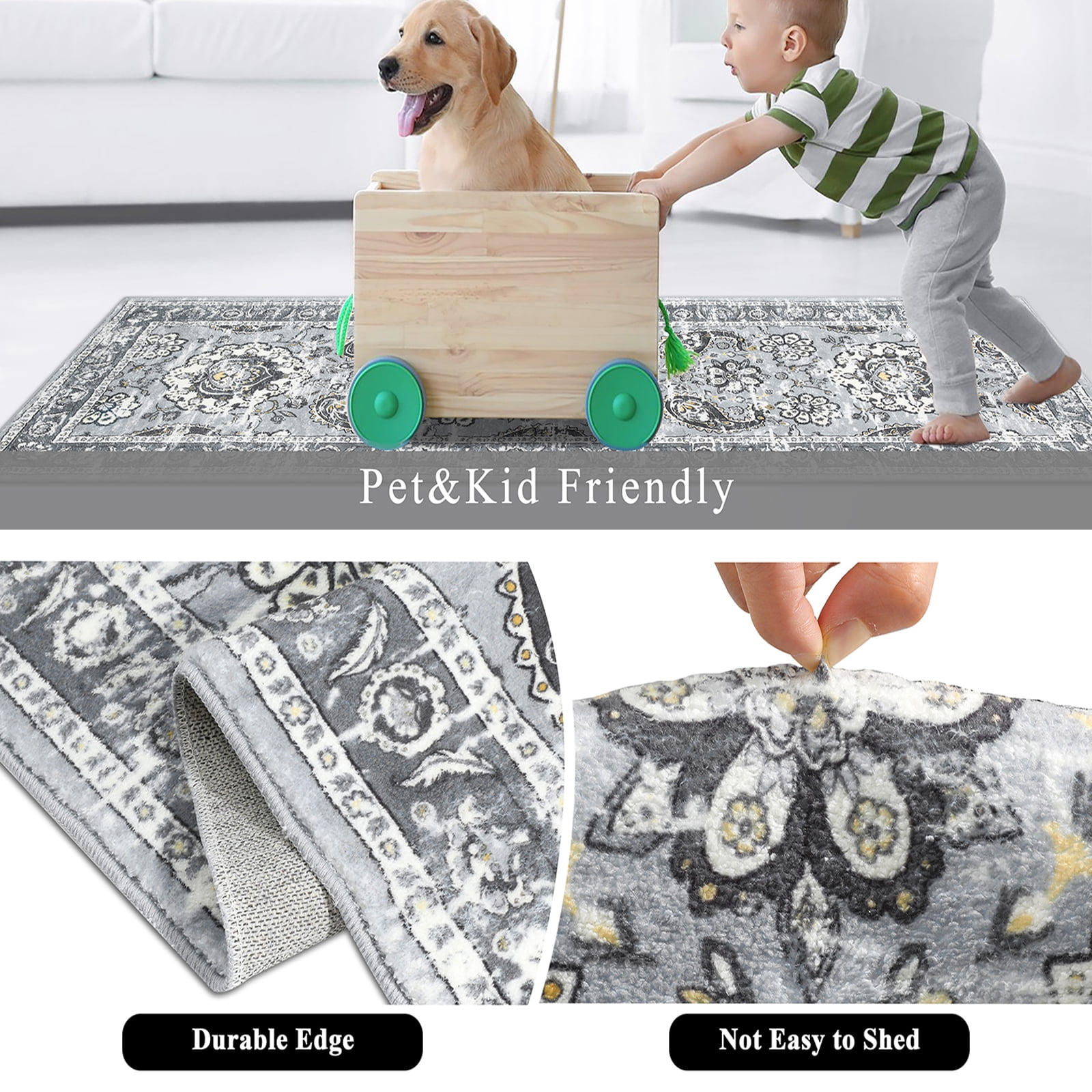 Yamaziot 2x6 ft Runner Rug for Hallway, Laundry Paisley Runner Rug, Farmhouse Kitchen Floor Mat, Non Shedding Washable Rug for Bedroom, Living Room, Dining Room