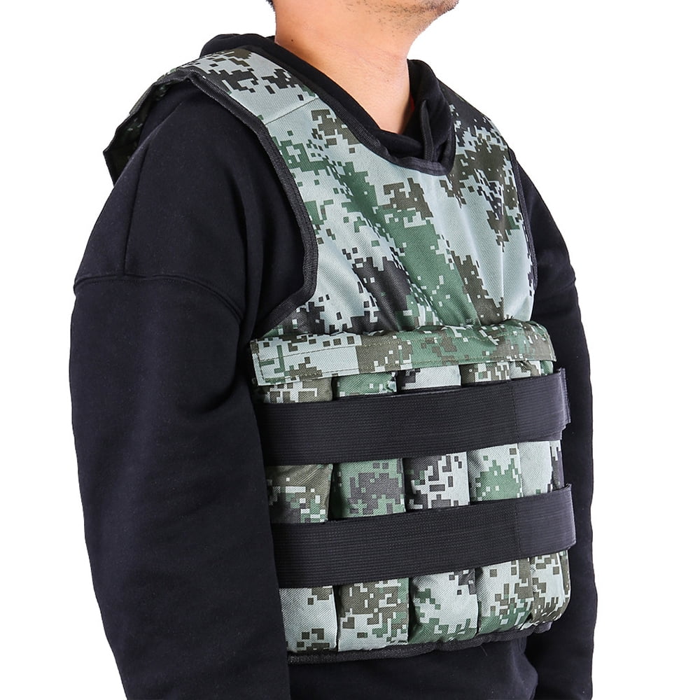 Camouflage Workout Weighted Vest Adjustable Weight 44LB Exercise Training Fitnes