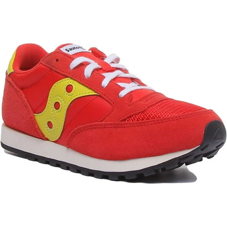 Saucony Jazz Original Kid's Lace Up Suede Nylon Vintage Trainers In Red Size 1