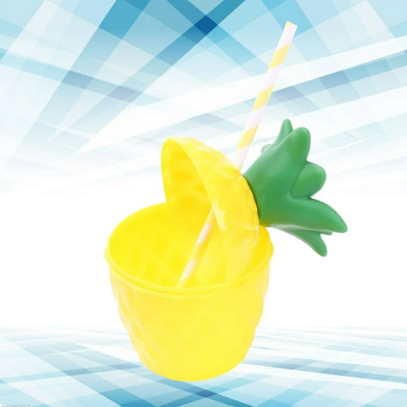 WHAMVOX Adorable Pineapple Design Drink Cups for Tropical Beach Themed Parties Made of Sturdy Plastic Yellow Color