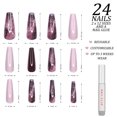 thumbnail image 2 of Hypnaughty 24 Pcs Bordeaux Marble Extra Long Coffin Press On Nails and Glue with Light Pink and Solid Bordeaux Reusable XL False Nails, 2 of 6