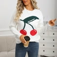 thumbnail image 6 of Tnhcen Women's Cherry Print Sweater Soft Acrylic Knit Top Casual Crewneck Pullover Fall Winter Warm Wear Long Sleeve Comfort S-XL, 6 of 8