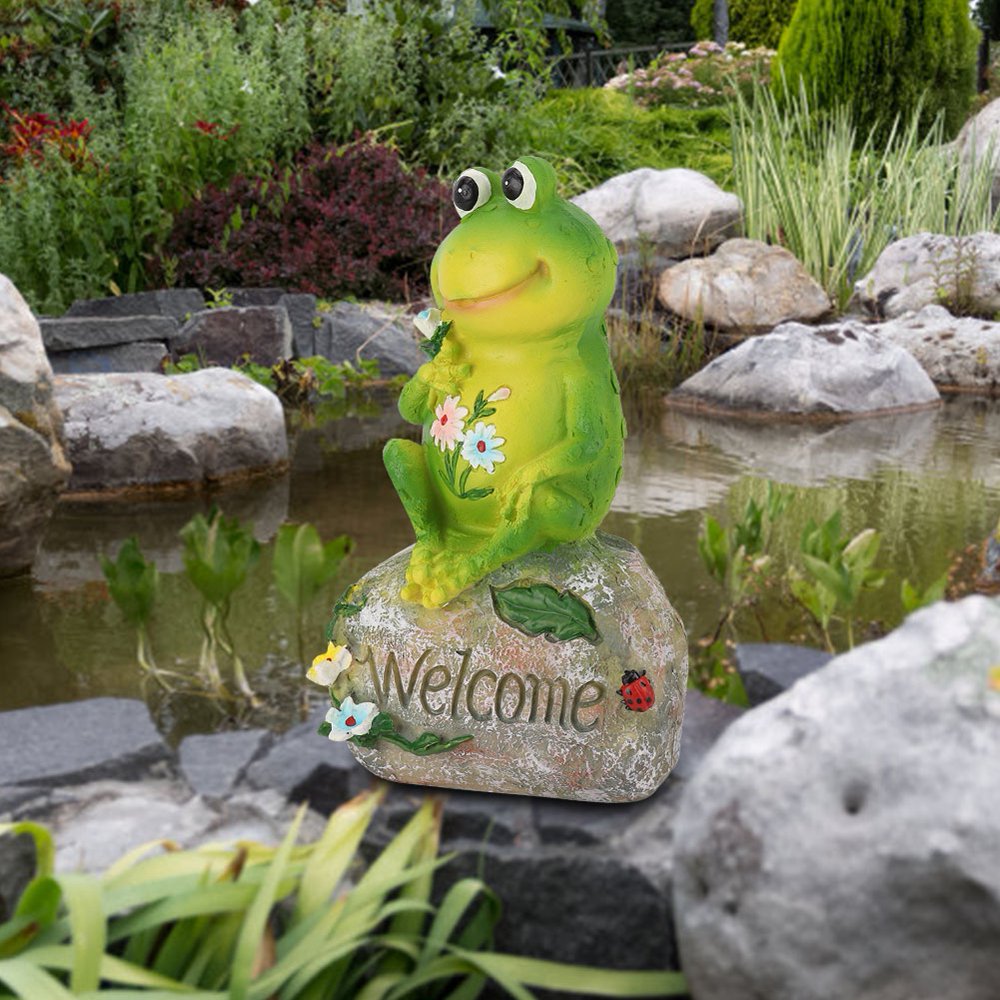 Kritne Garden Decoration, Outdoor Garden Pool Animal Frog Ornament Figurine Model Resin Yard