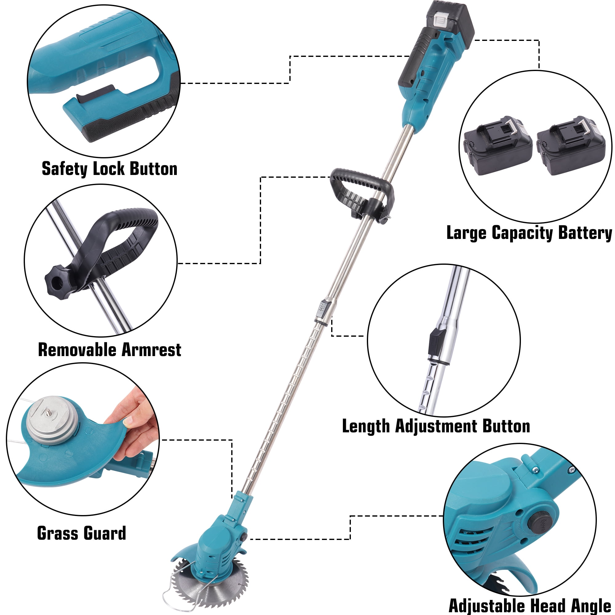 24V Cordless Weed Eater Electric Brush Cutter Lawn Edger Grass String Trimmer