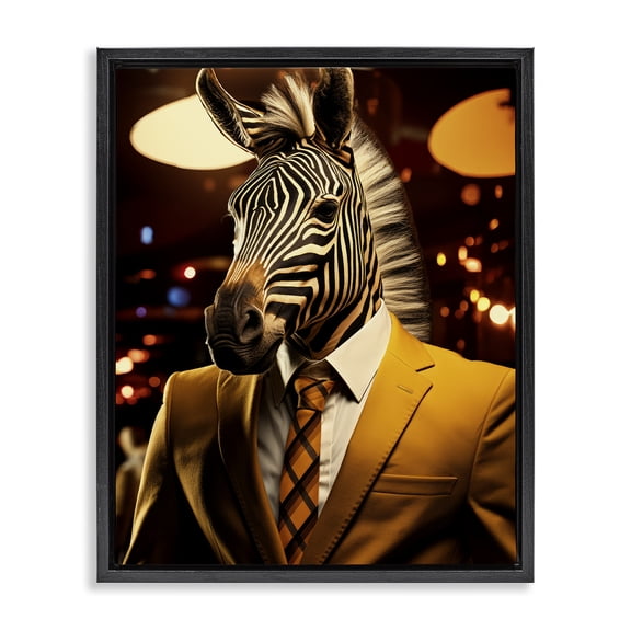 Stupell Industries Glam Trendy Debonair Zebra Black Floating Frame Canvas Art, 17 x 21, by Ray Powers