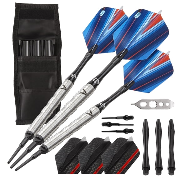 Viper Sidewinder Tungsten Soft Tip Darts Shark Fin Barrel 18 Grams and Casemaster Single Black Dart Case