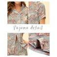 thumbnail image 4 of Unique Bargains Women's Pajama Set Silk Short Sleeves and Pants Floral Satin Sets, 4 of 5