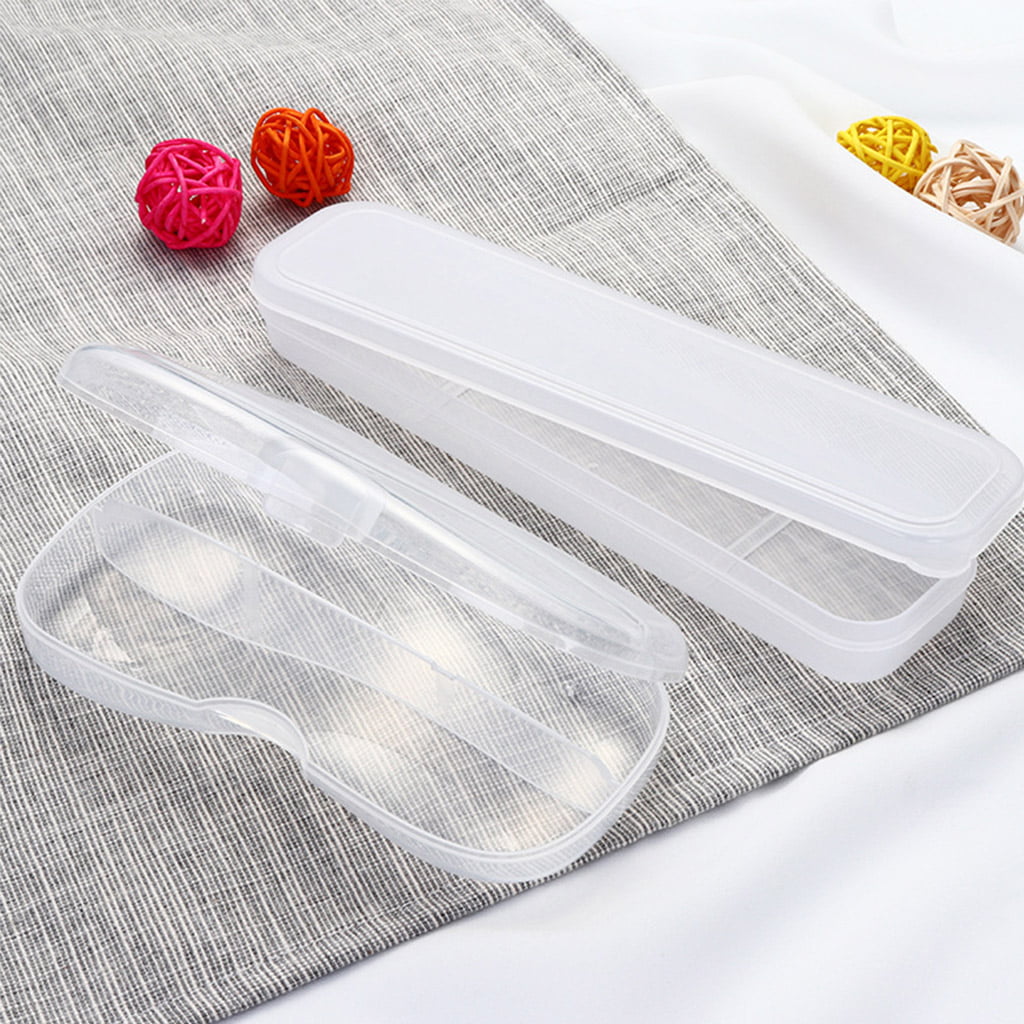 qingqingR Portable Transparent Plastic Tableware Case Spoon Fork Storage Box Cutlery Organizer Travel 