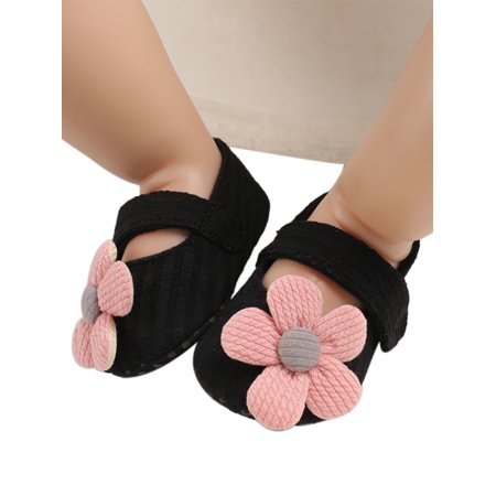 

Newborn Baby Girls Princess Shoes Dress Shoes Cotton Cloth Cute Flower Ballet Flat Shoes with Flower Decor