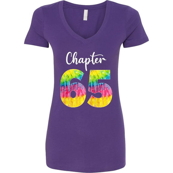 Inktastic Chapter 65 Sixty Fifth Birthday in Tie-dye Women's V-Neck T-Shirt