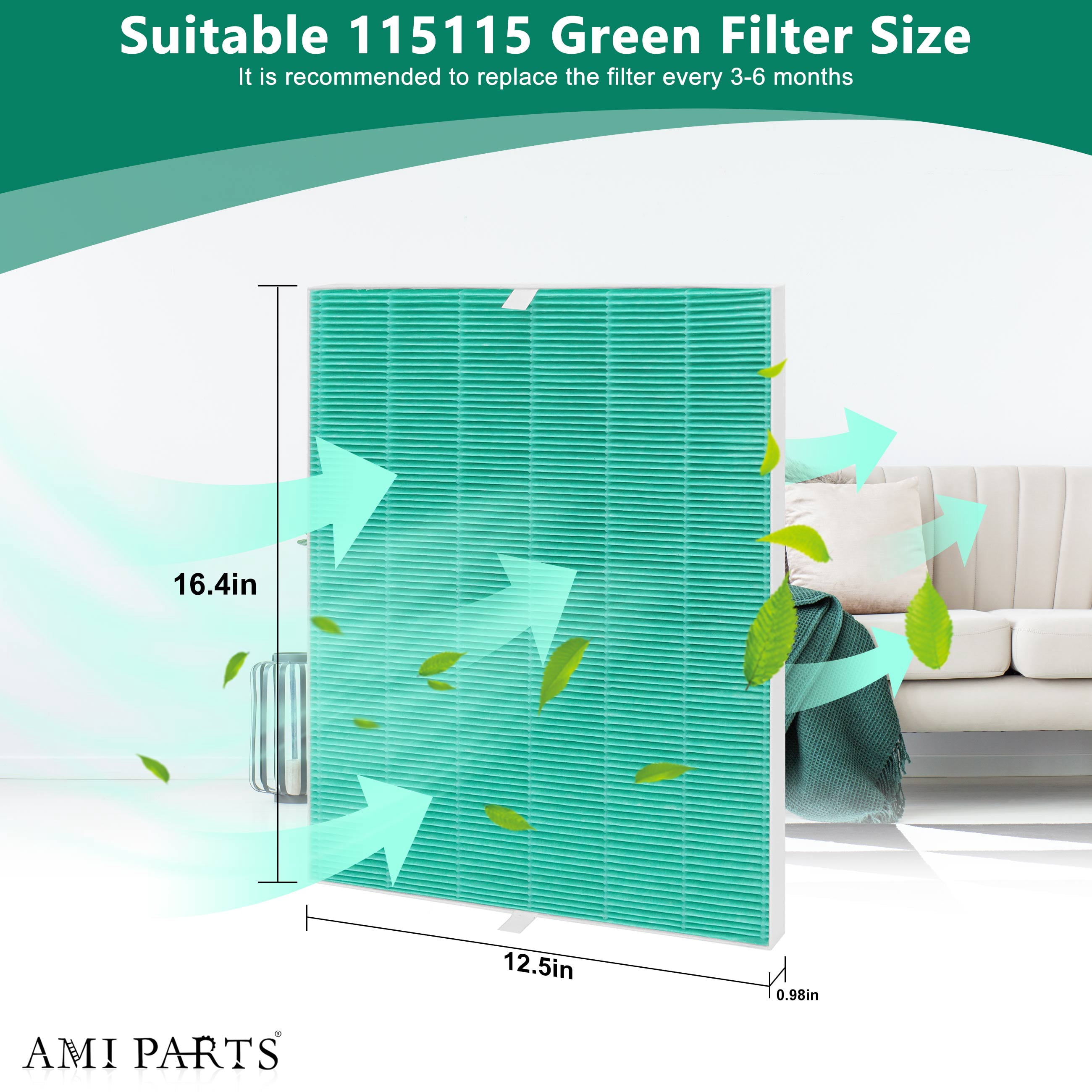 AMI PARTS 115115  HEPA Filter for Winix Plasmawave Air Purifier C535 5300 9800 5300-2 6300 6300-2 P300 AM90 C909, 3 Pack