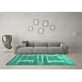 thumbnail image 3 of Ahgly Company Machine Washable Indoor Rectangle Oriental Turquoise Blue Industrial Area Rugs, 5' x 8', 3 of 4