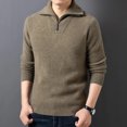 thumbnail image 2 of Suéter de lana pura espesa para hombre, de invierno, con media cremallera, cuello alto, tendencia jacquard, tejido de punto, camisa cálida, 2 of 5
