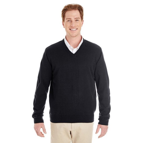 Harriton M420 Men's Pilbloc™ V-Neck Sweater-Black-4XL
