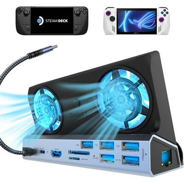 GAEKOL Steam Deck USB C Dual Monitor Laptop Docking Station with Dual Cooling Fans