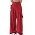 thumbnail image 2 of Women Wide Leg Baggy Flowy High Waisted Pants Loose Fit Casual Cozy Cute Y2k Trousers Red S, 2 of 7