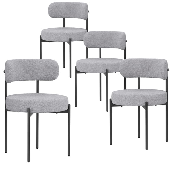 Nmkwnr Pack of 4 Armless Dining Chair with Metal Legs, Velvet Upholstered Seat Side Chair for Living Room, Restaurant, Gray