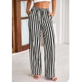 thumbnail image 3 of Pantalones de pijama PRETTYGARDEN para mujer, pierna ancha, algodón a rayas, 3 of 9