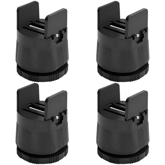 4PCS Adjustable Furniture Risers, Heavy Duty Chair Height Extenders, 2.36" to 3.15" Leg Lifts with Clamp Design, Black Plastic Bases for Tables, Sofas, Beds, Desks, Floor Protector Pads