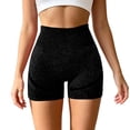 thumbnail image 2 of Yoga Shorts for Women High Waist Lifting Stretchy Breathable Slim Fit Solid Print Gym Shorts for Sporty Wear Black L, 2 of 5