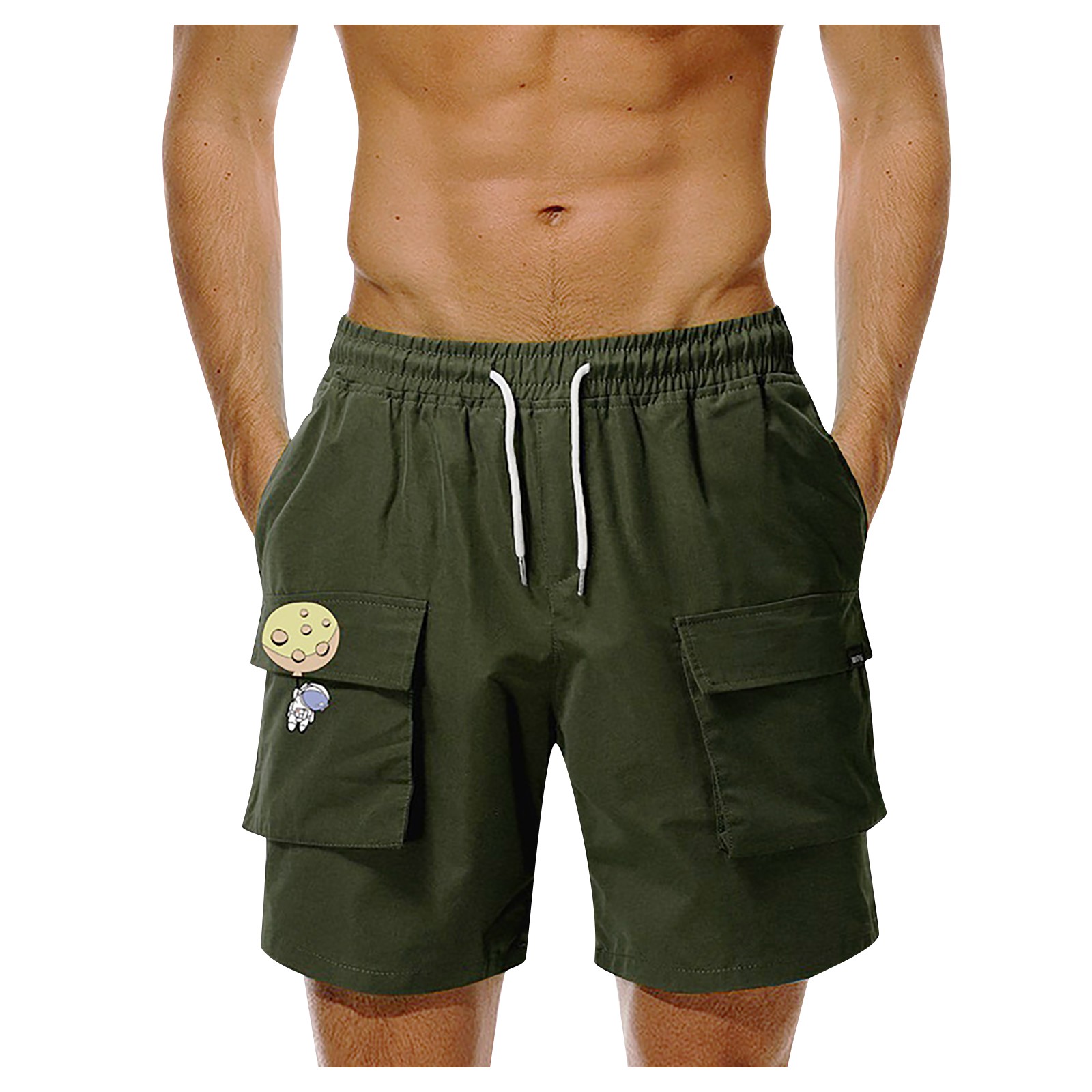 Fashion Pants! Men's Drawstring Cargo Shorts Outdoor Men's Jogging Pants MultiPocket Shorts L