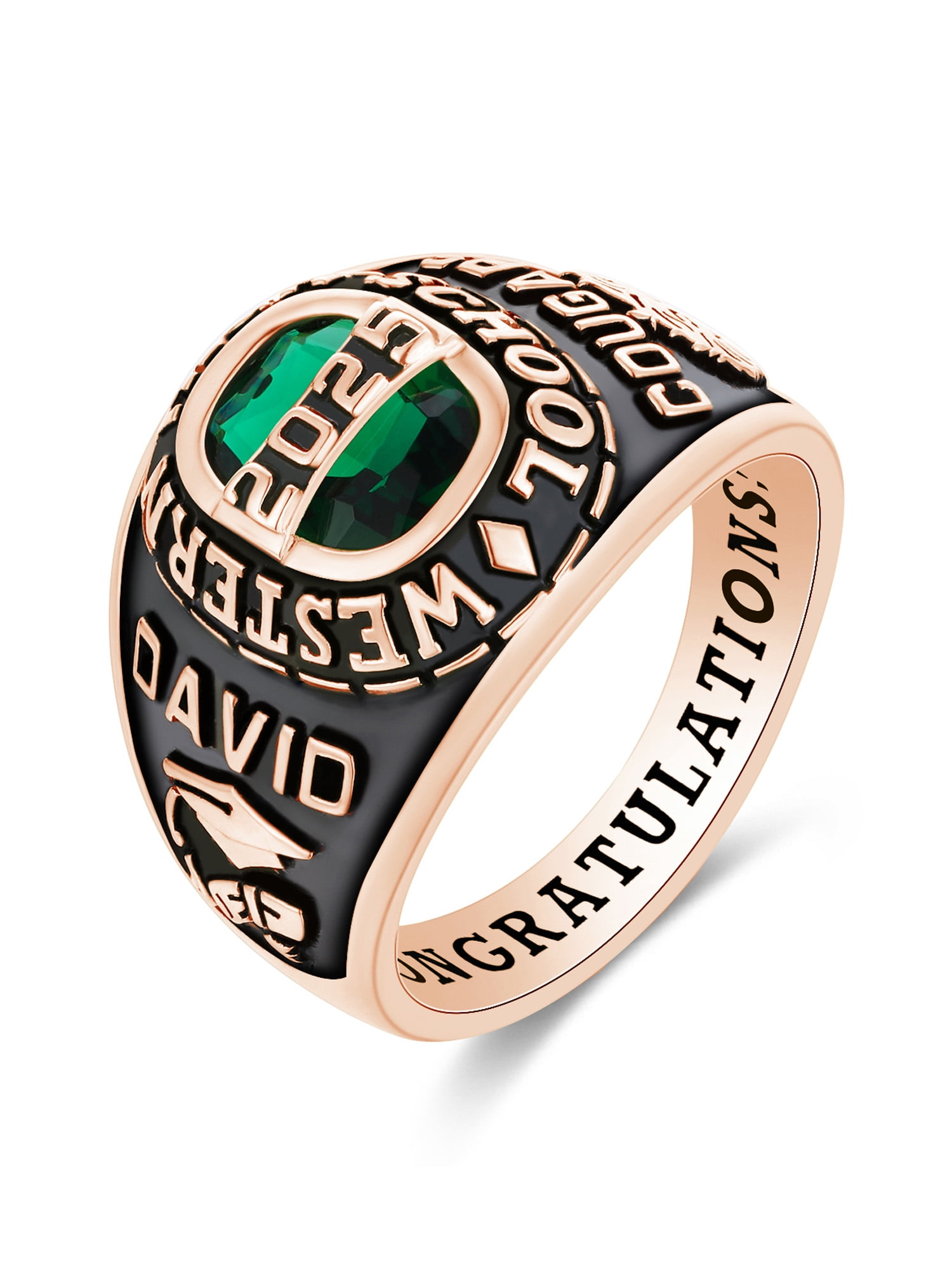 Mementos PJM Custom Class Rings for Men High School and College-Sterling Silver/Rose Gold-Royal