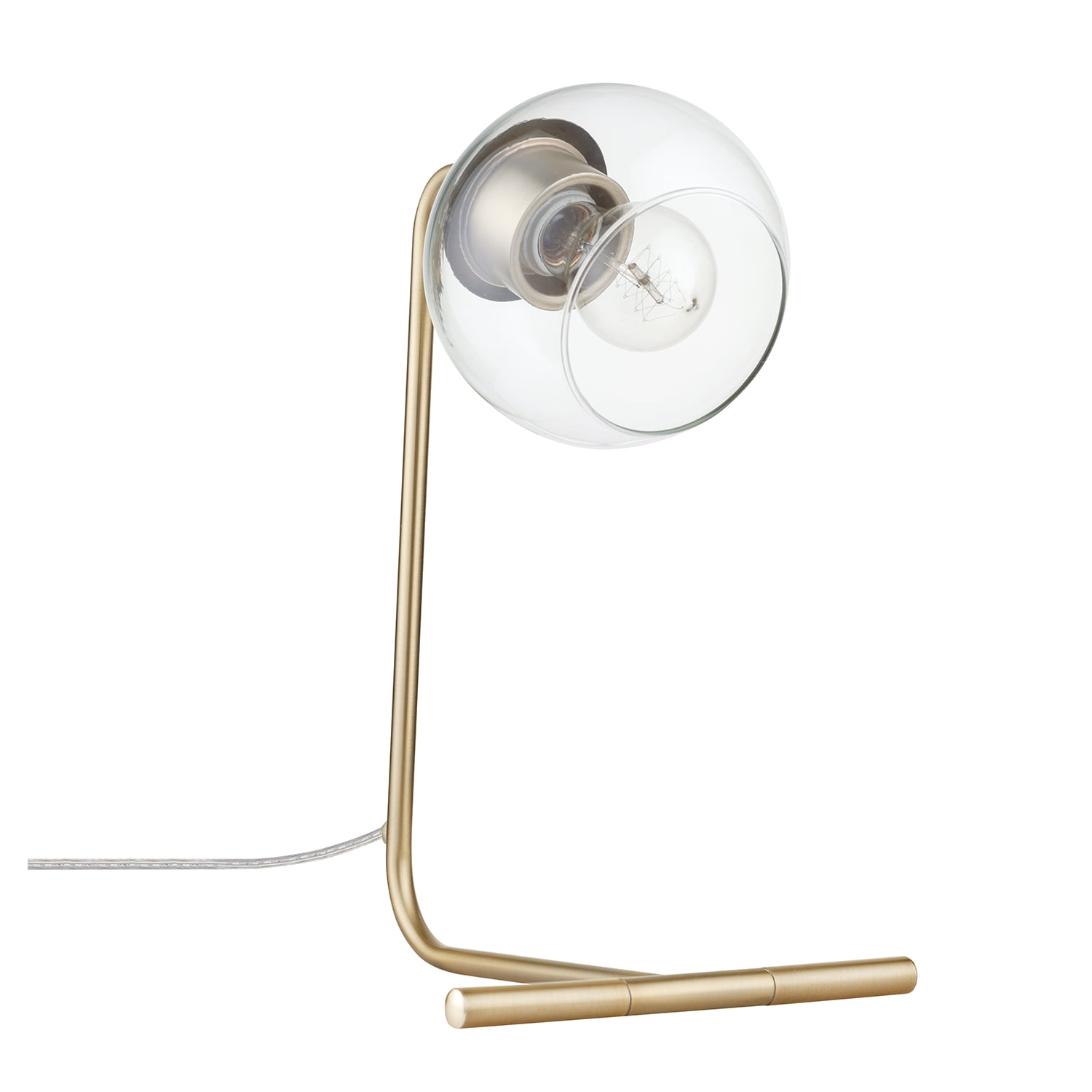 Novogratz x Globe Mason 15" Matte Brass Desk Lamp with Clear Glass