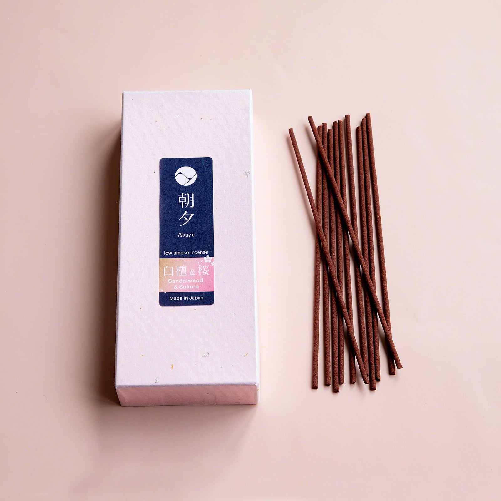 Asayu Japan Low Smoke Incense Sticks Premium Sakura Blossom and Sandalwood Blend Made in Japan 1.41oz