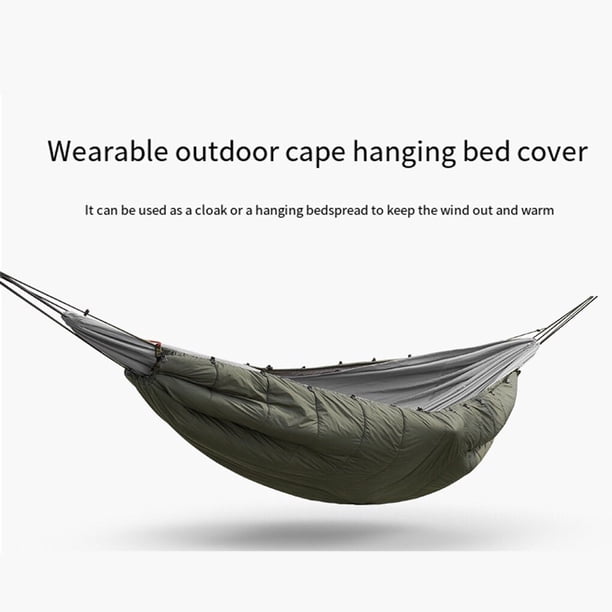 Poncho Sac De Couchage – 140 X 113 Cm – Imperméable, Isolant 200g/m² – Pour Camping, Hamac, Randonnée – Vert – Léger