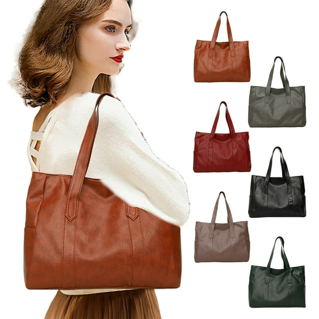 Bolso de hombro informal de PU para mujer | Bolso de mano a la moda con correa ajustable | Bolsa bandolera para trabajo, salidas informales, fiestas de viaje, playa | 1 bolsa 34x28x12cm
