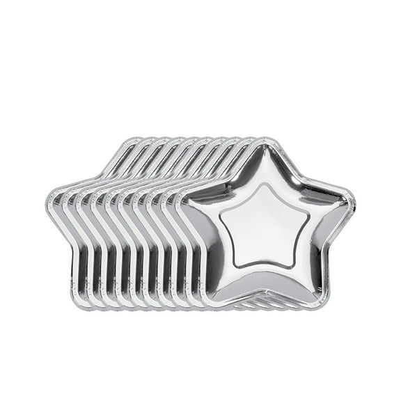 SLYNSHome - 10 Pcs - Christmas Tableware Plates - 7 inch - Disposable - Star Shaped - Xmas Themed Dessert/Dinner Plates for Holiday Wedding Party Home Decoration (Silver)
