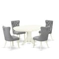 thumbnail image 2 of HomeStock 5 Piece Dining Set Contains An Oval Kitchen Table With Bohemian Bliss Leaf And 4 Upholstered Chairs, Linen White, 2 of 7
