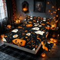 thumbnail image 2 of Homewish Vintage Floral Ghost Queen Sheets, Halloween Pumpkin Queen Sheet Sets, Black Orange White, 4pcs (1 Flat Sheet, 1 Fitted Sheet and 2 Pillowcases), 2 of 4