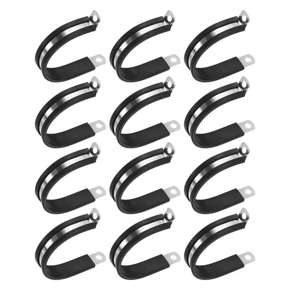 Uxcell 12 Pack Cable Clamps 46 mm 304 Stainless Steel Rubber R Shape for Tube