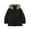 Black, variant on Ski Winter Jacket for Kids Boys Girls Large Collar Down Padded Thickened Hooded Outerwear Coat 10-11 Years