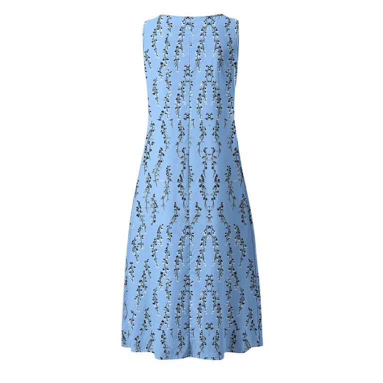 a line dress no waist Ntacza A-Line Sleeveless Dress Midi Henley No Waist Button Up Front for Everyday Casual Dresses for Ladies, Women's, Size: 5XL