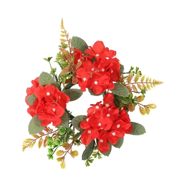 Guirnalda de velas navideñas, adorno para escritorio, decoración de mesa, corona artificial Rojo