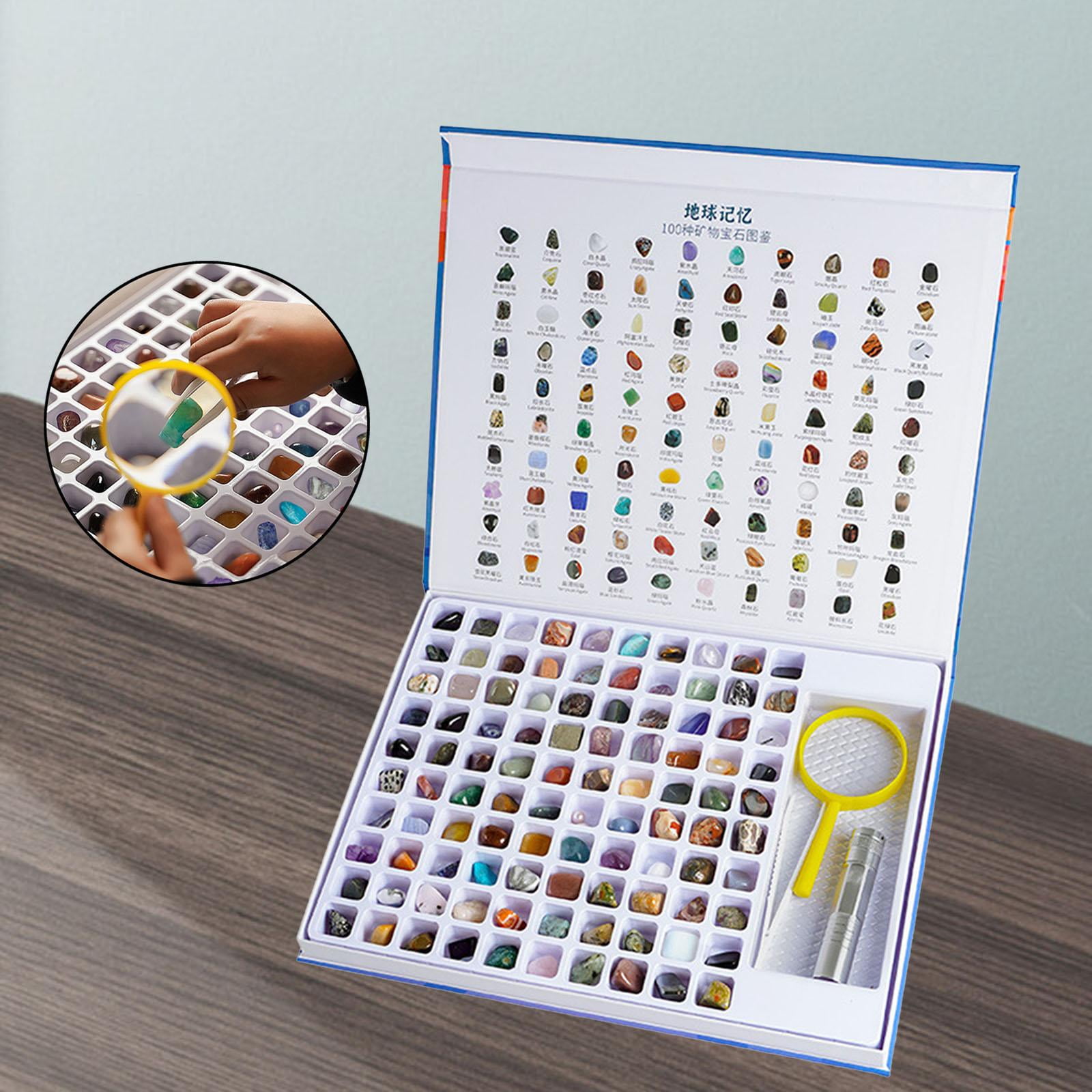 Natural Kids Gemstone Crystal Kit Magnifying Glass Stemscience Education Rock Mineral Kit Gemstone Collection For Holiday Gifts Teaching Aid Walmart Com