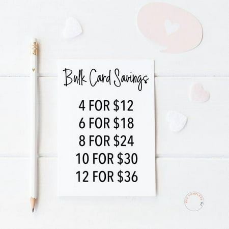 Bulk Card Savings Chart – Affordable Cards Options for Every Occasion – Save More with Multiple Purchases – Perfect for Events, Anniversaries, or Celebrations