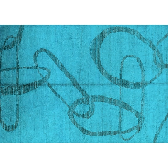 Ahgly Company Indoor Rectangle Oriental Light Blue Industrial Area Rugs, 4' x 6'